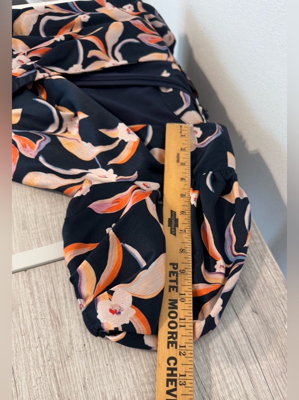 SACHIN & BABI Casey Navy Floral-Print Flared Dress Midi Puff Sleeves ASO Sz 4 - Picture 6 of 11